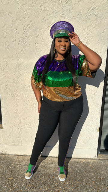 Plus Sequins Crop Tops
