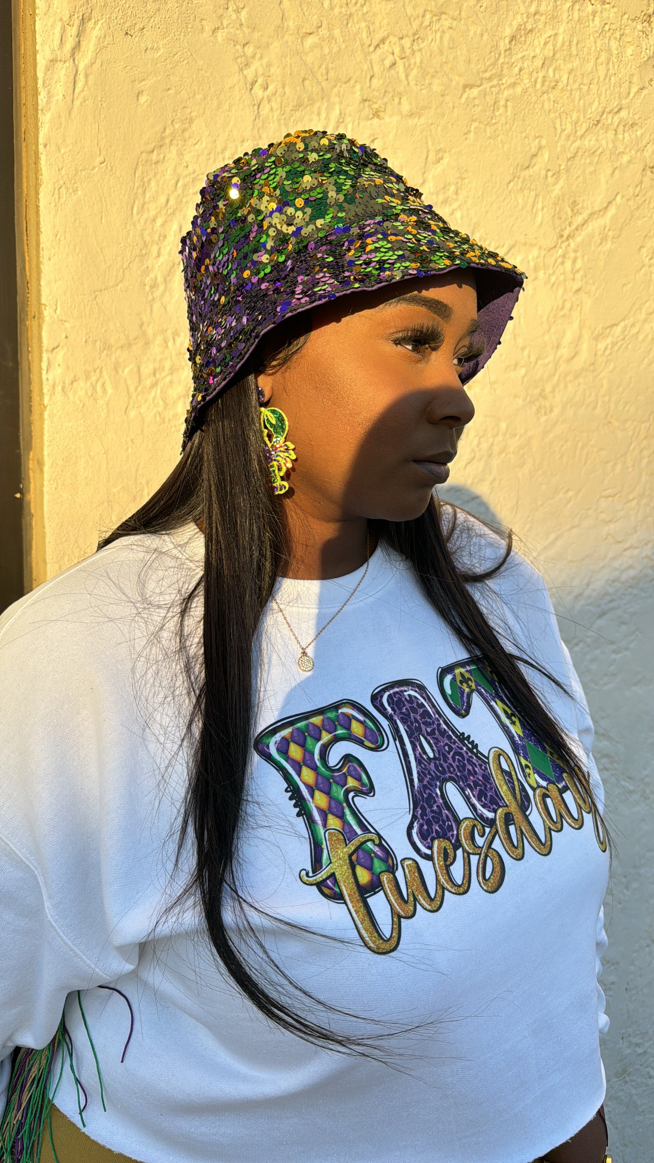 mardi gras sequin bucket hat